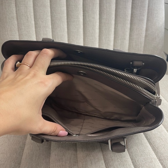 Michael Kors Slate Gray Leather Satchel Bag | MK - Picture 5 of 9